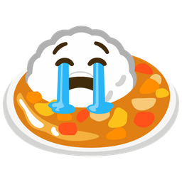 Loudly crying face and Curry rice