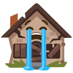 Loudly crying face and Derelict house