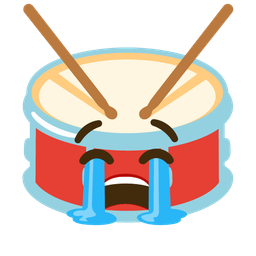 loudly crying face and drum