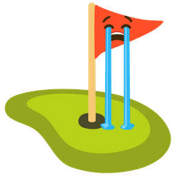 loudly crying face and flag in hole