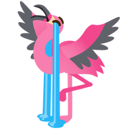 Loudly crying face and Flamingo
