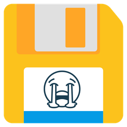 loudly crying face and floppy disk