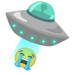 Loudly crying face and Flying saucer