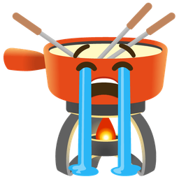 Loudly crying face and Fondue