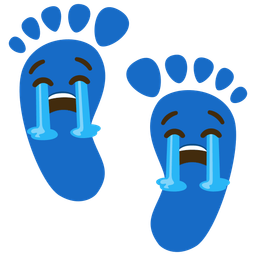 Loudly crying face and Footprints