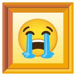 loudly crying face and framed picture