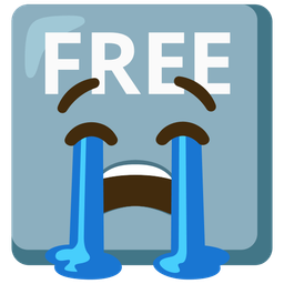 loudly crying face and FREE button