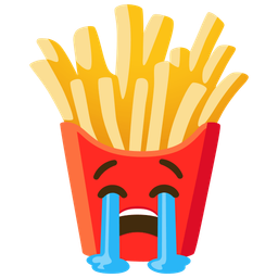 Loudly crying face and French fries