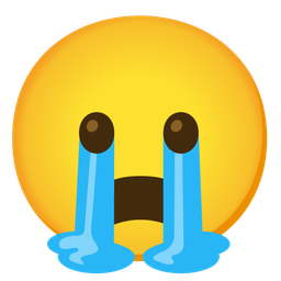 Loudly crying face and Frowning face with open mouth