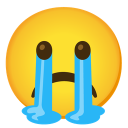 Loudly crying face and Frowning face