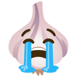Loudly crying face and Garlic