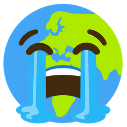 Loudly crying face and Globe showing Europe-Africa