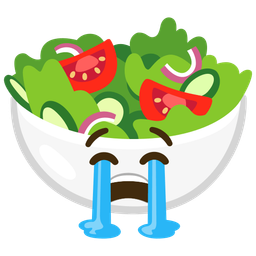 Loudly crying face and Green salad