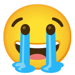 Loudly crying face and Grinning face