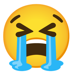 Loudly crying face and Grinning squinting face