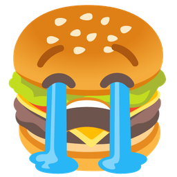 Loudly crying face and Hamburger