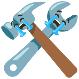 loudly crying face and hammer and wrench