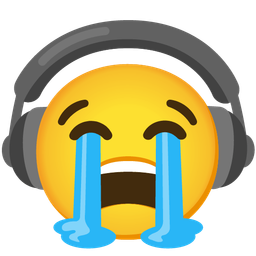 loudly crying face and headphone