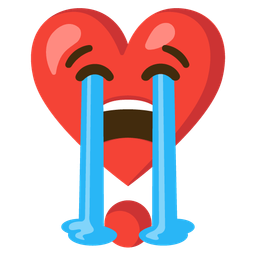 Loudly crying face and Heart exclamation