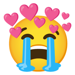 Loudly crying face and Heart with arrow