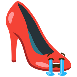 loudly crying face and high-heeled shoe
