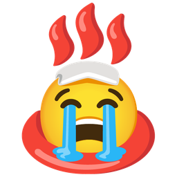 Loudly crying face and Hot springs