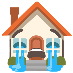 Loudly crying face and House