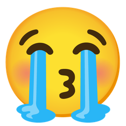 Loudly crying face and Kissing face with closed eyes