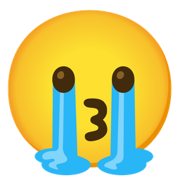 Loudly crying face and Kissing face