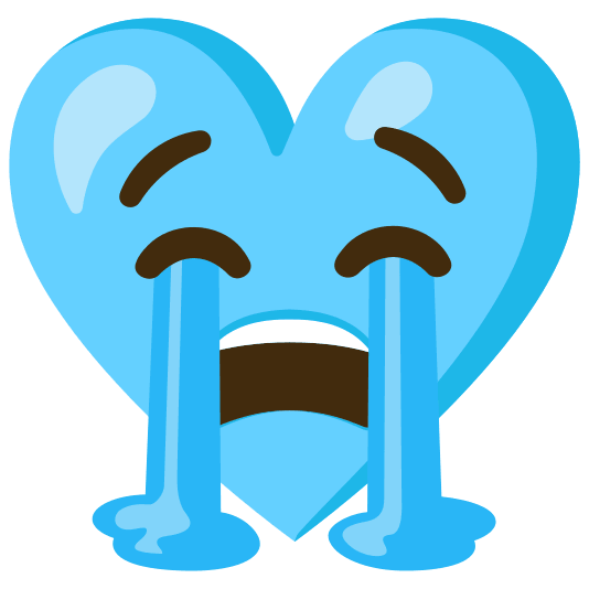 Loudly crying face and Light blue heart
