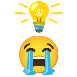 loudly crying face and light bulb