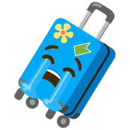 Loudly crying face and Luggage