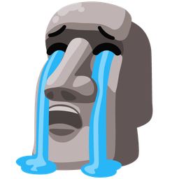 loudly crying face and moai