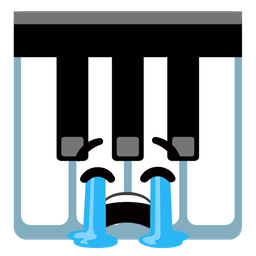loudly crying face and musical keyboard