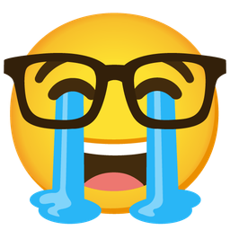 Loudly crying face and Nerd face