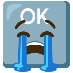 loudly crying face and OK button