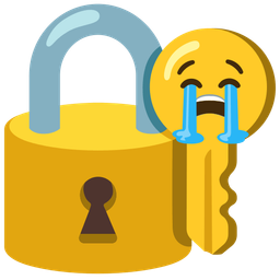 loudly crying face and old key