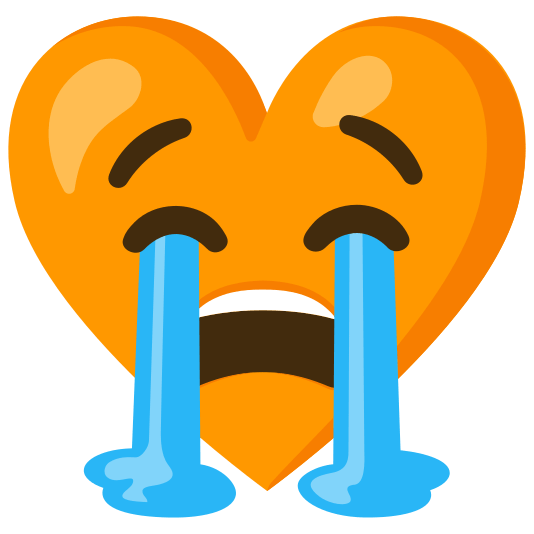 Loudly crying face and Orange heart