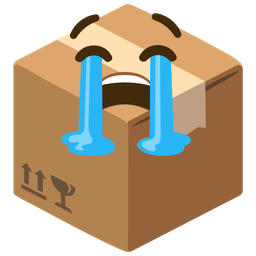 loudly crying face and package