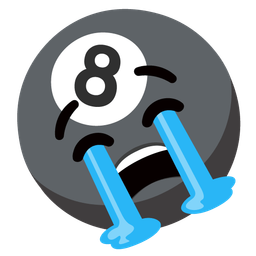 loudly crying face and pool 8 ball