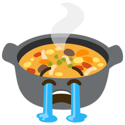 Loudly crying face and Pot of food