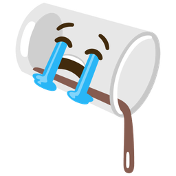 Loudly crying face and Pouring liquid