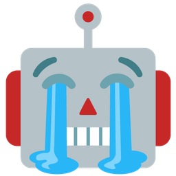 Loudly crying face and Robot