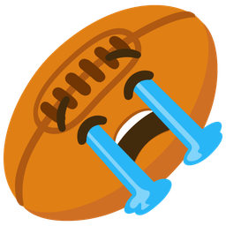 loudly crying face and rugby football