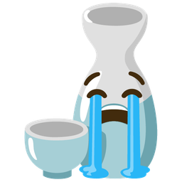 Loudly crying face and Sake