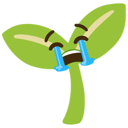 Loudly crying face and Seedling