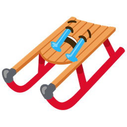 loudly crying face and sled