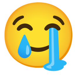 Loudly crying face and Smiling face with tear