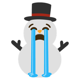 loudly crying face and snowman without snow