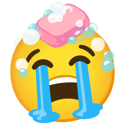 loudly crying face and soap